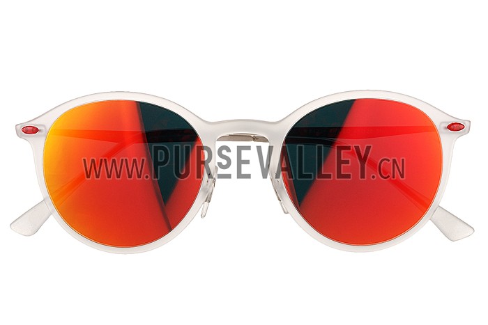 Ray Ban Clubround White Frame Copper Flash Lenses Sunglasses 308172