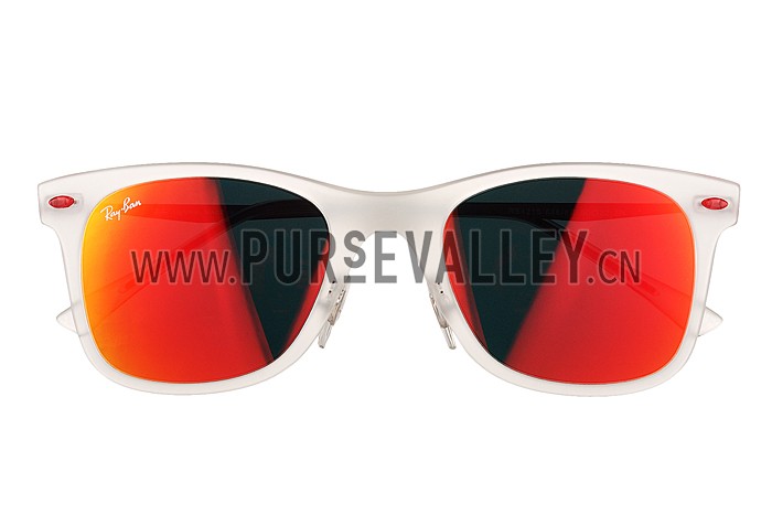 Ray Ban Wayfarer Light-Ray White Frame Orange Mirrored Lenses Sunglasses 308164