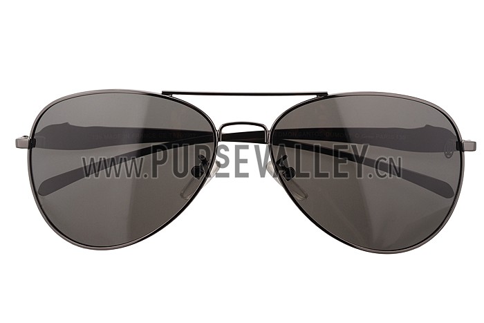 Cartier Panthere Aviator Chrome Frame Grey Lenses Sunglasses 308184