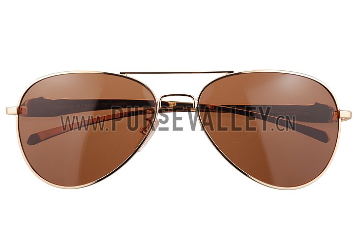 Cartier Panthere Aviator Gold Frame Brown Lenses Sunglasses 308185