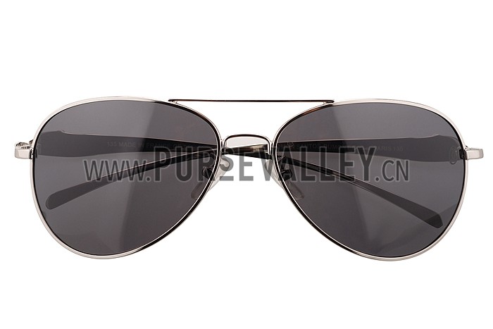 Cartier Panthere Aviator Silver Frame Light Grey Lenses Sunglasses 308187