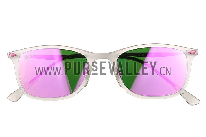 Ray Ban New Wayfarer Light-Ray White Frame Lilac Mirrored Lenses Sunglasses 308179