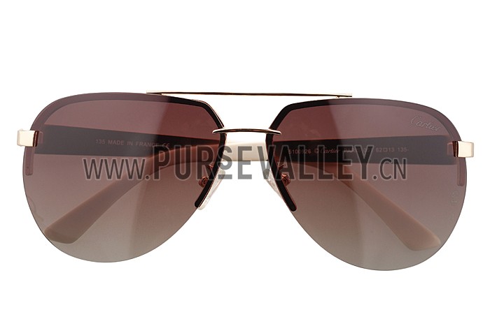 Cartier Wild Panthere Detail Beige Frame Gold Temples Sunglasses 308189