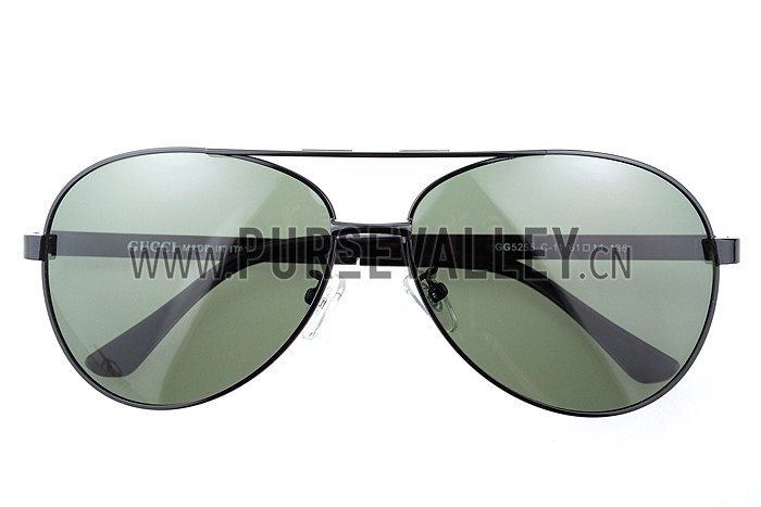 Gucci Aviator Wrap Black Frame Green Lens Sunglasses 308210