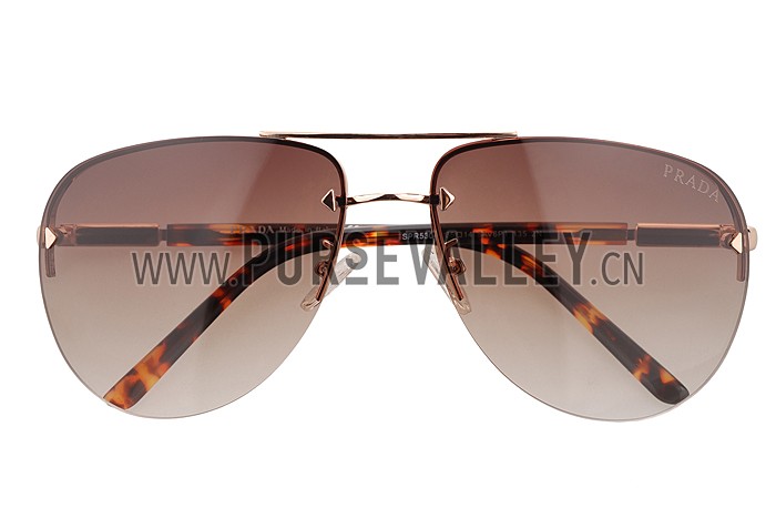 Prada Aviator Gold Frame Tortoiseshell Temples Sunglasses 308229