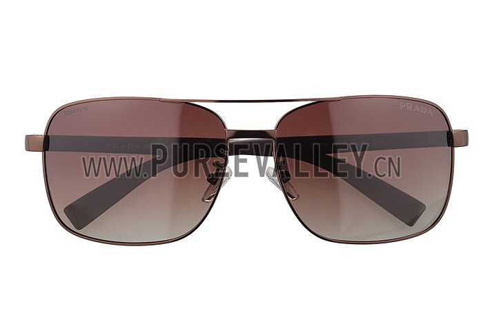 Prada Square Linea Rossa Logo Brown Frame Sunglasses 308219