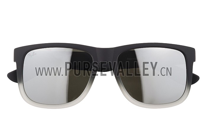 Ray Ban Justin Semi Transparent Black Frame Light Grey Lenses Sunglasses 308233
