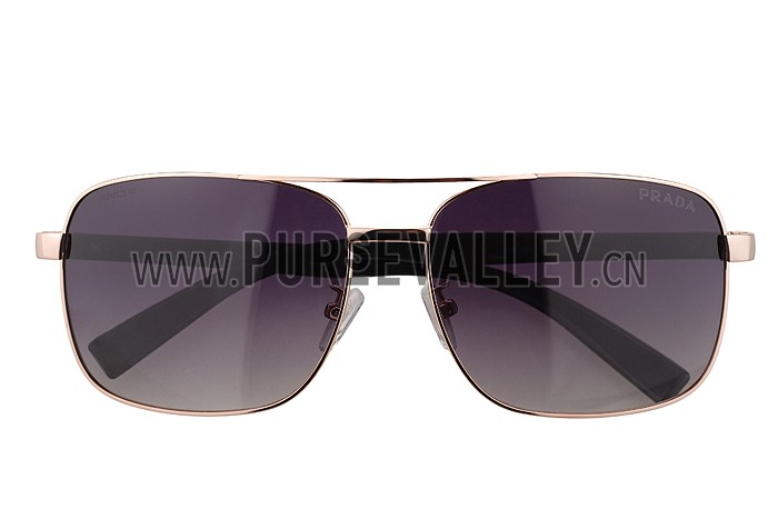 Prada Square Linea Rossa Logo Gold Frame Sunglasses 308220