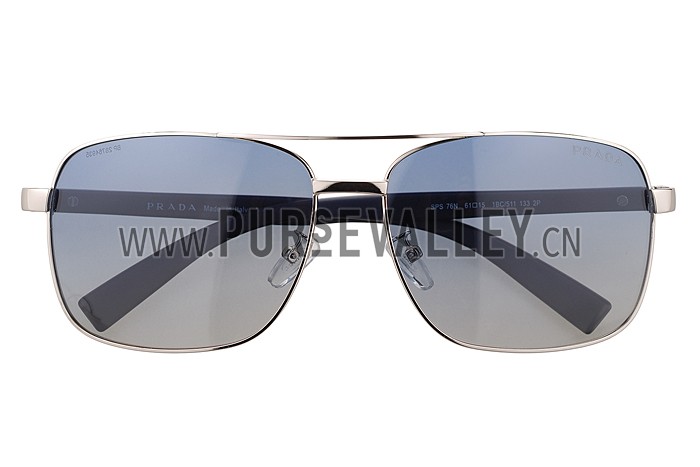 Prada Square Linea Rossa Logo Silver Frame Sunglasses 308221