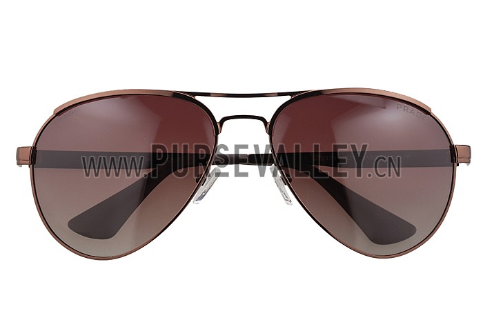 Prada Aviator Linea Rossa Logo Brown Frame Sunglasses 308223
