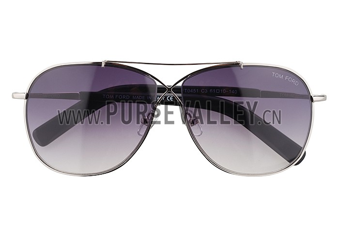 Tom Ford Eva Pilot Silver Frame Light Blue Lenses Sunglasses 308243