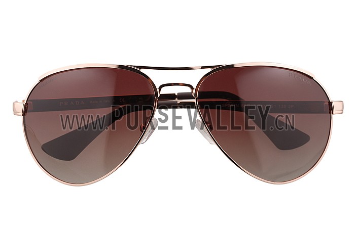 Prada Aviator Linea Rossa Logo Gold Frame Sunglasses 308224