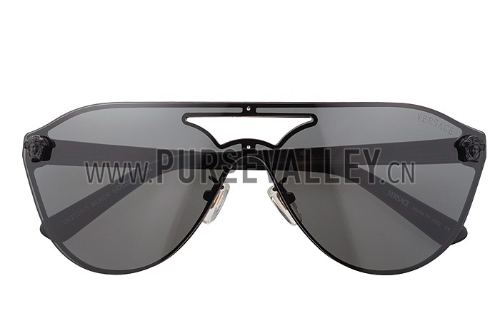 Versace Medusa Aviator Light Grey Lenses Black Temples Sunglasses 308244