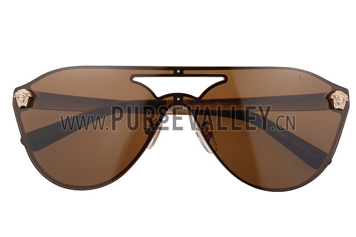 Versace Medusa Aviator Brown Lenses Gold Temples Sunglasses 308245