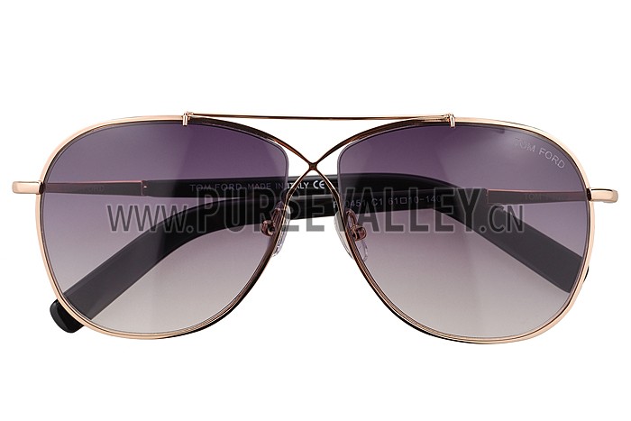 Tom Ford Eva Pilot Gold Frame Light Blue Lenses Sunglasses 308241