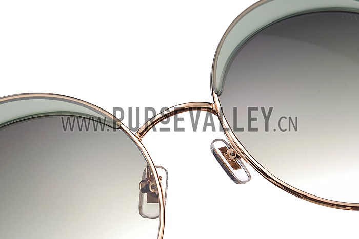 Miu Miu Noir Retro Round Semi-Rimless Light Green Sunglasses 307888