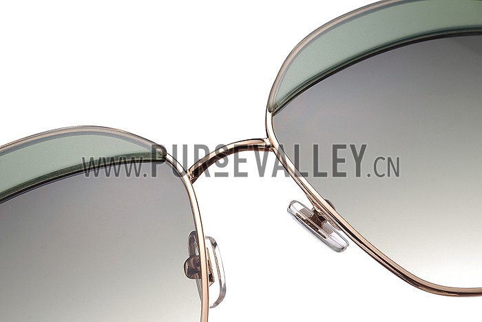 Miu Miu Oversized Square Half Frames Light Green Sunglasses 307896