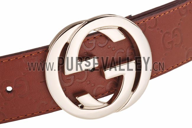 Gucci Belt with Interlocking G Buckle Brown