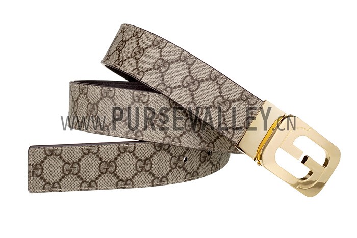 Gucci Replica Rectangular Brass Double G Buckle Reversible Monogram Belt