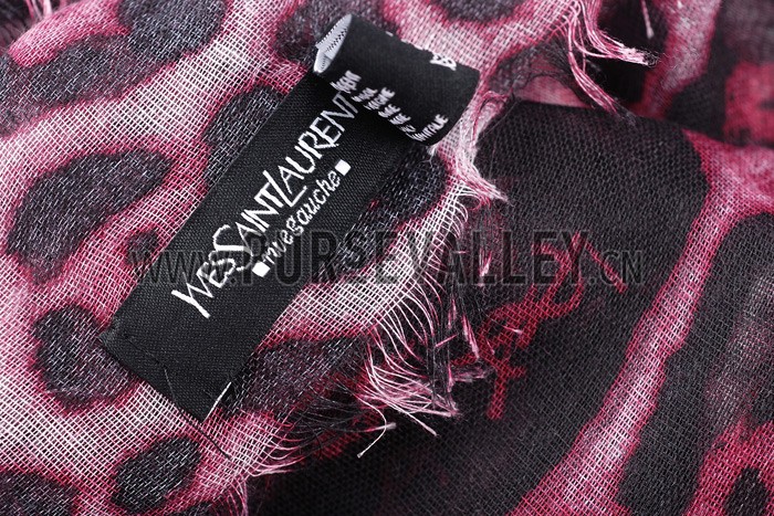 YSL Leopar Print Pink Black Foulard 37922
