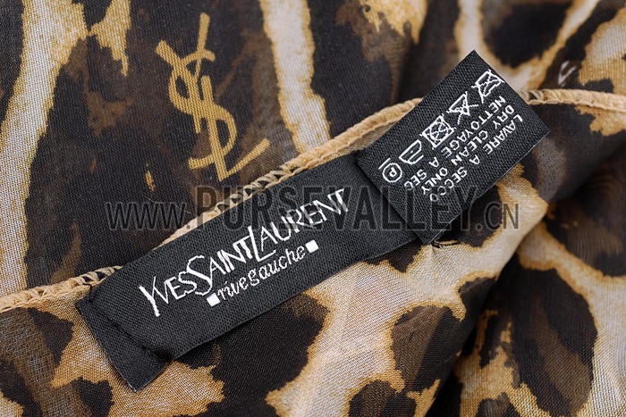 YSL Leopar Print Light Yellow Black Foulard 37924