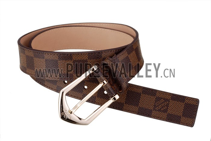 Louis Vuitton Replica Arrow Shaped Brass Hook Buckle Damier Canvas Leather Belt