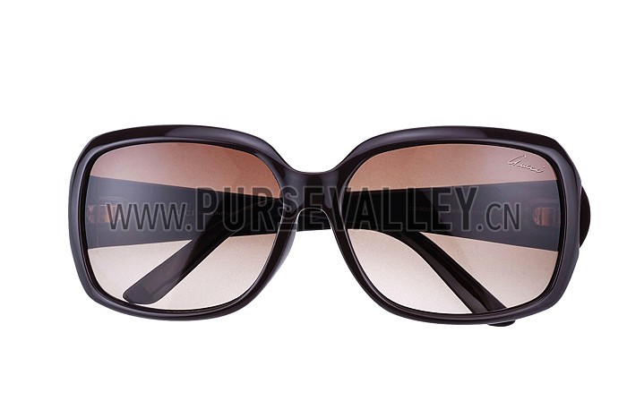 Gucci Oversized Square Leather Brown Sunglasses 307816