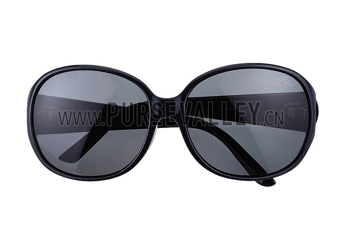 Gucci Oversized Round Leather Dark Blue Sunglasses 307819