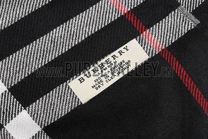 Burberry Check Black And Red Scarf 607957