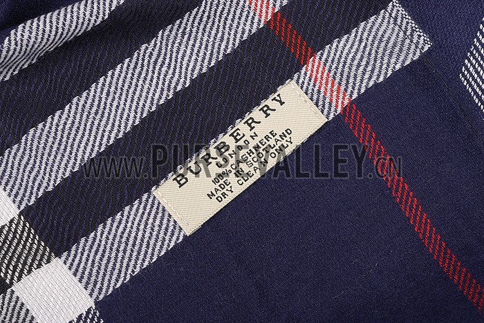 Burberry Check Dark Blue And Red Scarf 607959