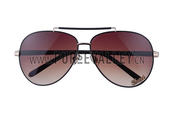 Gucci Aviator With Gucci Logo Black Sunglasses 307824