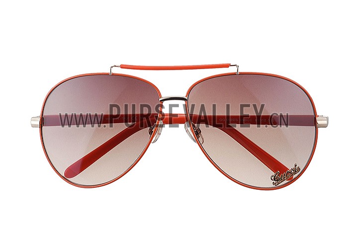 Gucci Aviator With Gucci Logo Orange Sunglasses 307825