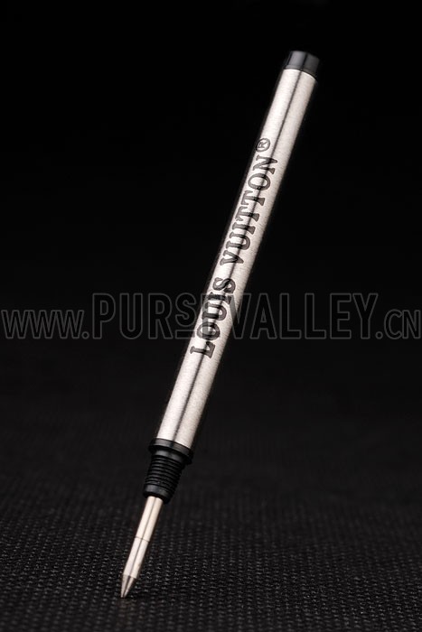 Louis Vuitton Monogram Chocolate And Silver Ballpoint Pen With Louis Vuitton Engraved And Logo Stud Rounded Monogram Cap