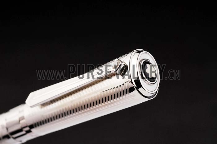 MontBlanc Silver Cutwork Ballpoint Pen With MB Engraved Cap 98056