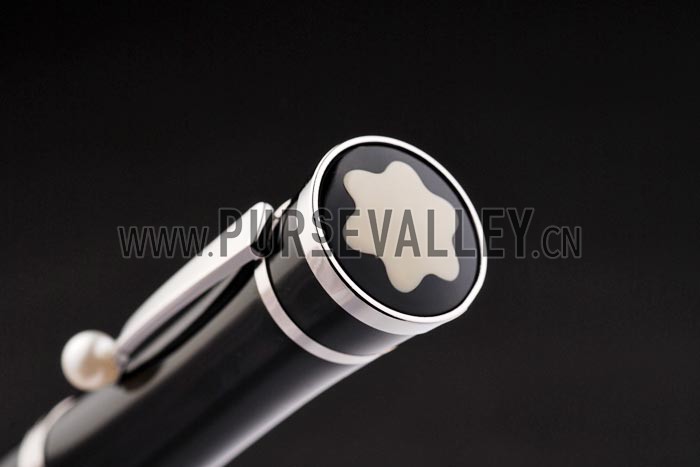 MontBlanc Silver Trimmed Black Ballpoint Pen With MB Engraved Cap