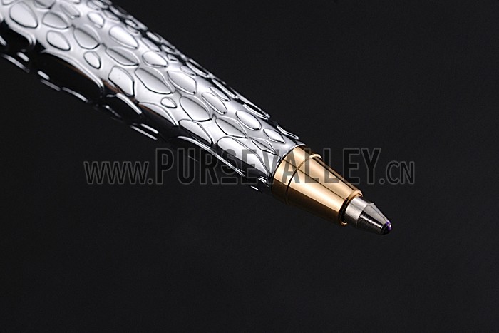 Christian Dior Gold Rimmed Fully Embossed Silver Ballpoint Pen 622730