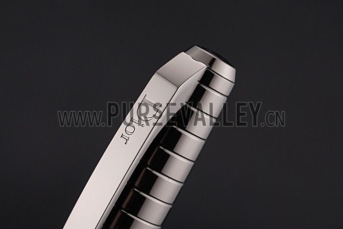 Christian Dior Horizontally Grooved Dark Grey Brown Ballpoint Pen 622741