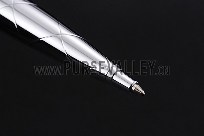 Christian Dior Pattern Grooved Silver Ballpoint Pen 622744