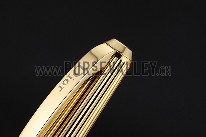 Christian Dior Vertically Grooved Gold Ballpoint Pen 622747
