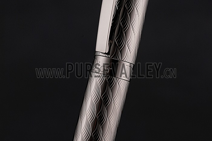 Christian Dior Fully Embossed Wave Pattern Dark Grey Ballpoint Pen 622752