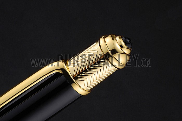 Cartier Gold Rimmed Black Ballpoint Pen 622759