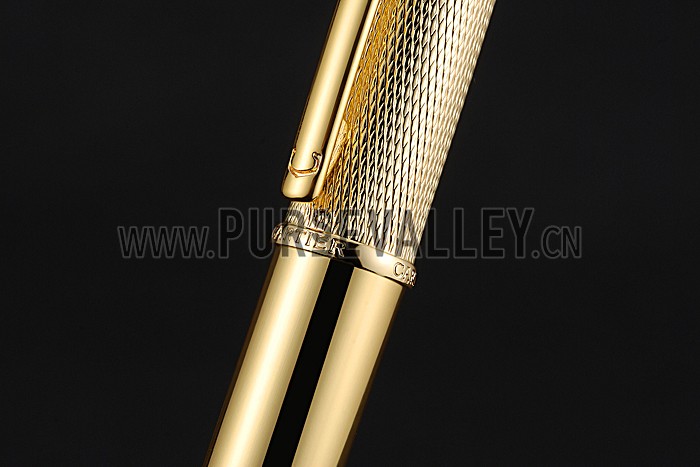 Cartier Gold Patterned Upper Body Gold Ballpoint Pen 622766