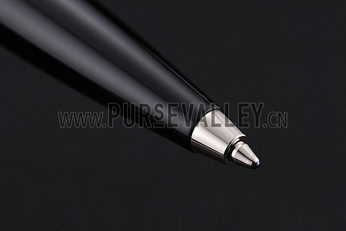 Cartier Silver Rimmed Silver Wave Pattern Upper Body Black Ballpoint Pen 622768