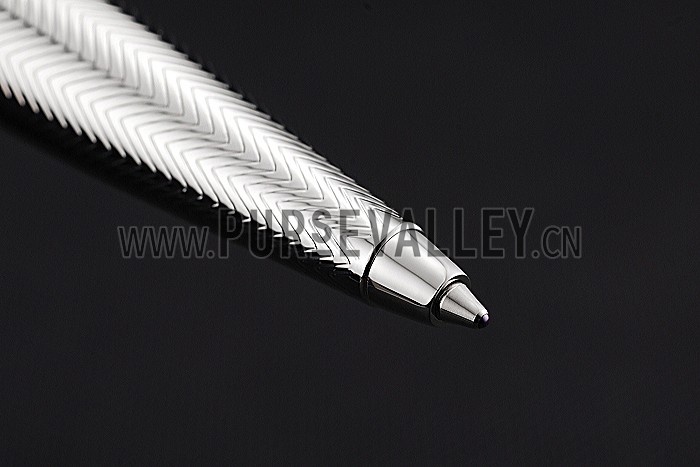 Cartier Fully Wave Patterned Silver Ballpoint Pen 622772