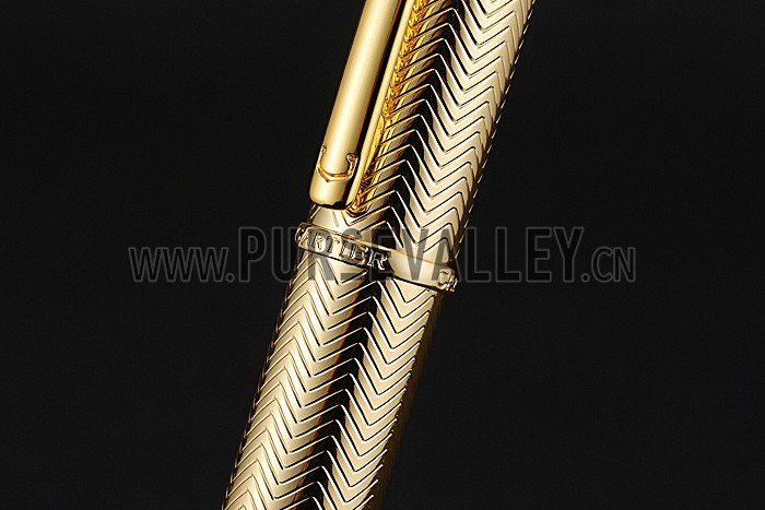 Cartier Fully Wave Patterned Gold Ballpoint Pen 622773