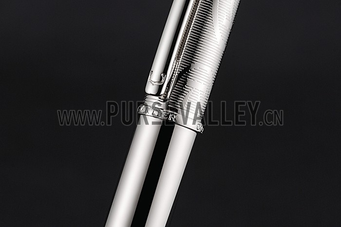 Cartier Upper Body Engraved Silver Ballpoint Pen 622774