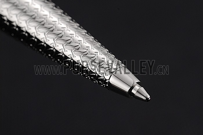 Cartier Fully Grooved Pattern Silver Ballpoint Pen 622776