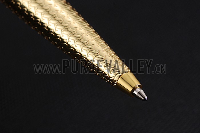 Cartier Fully Grooved Pattern Gold Ballpoint Pen 622777