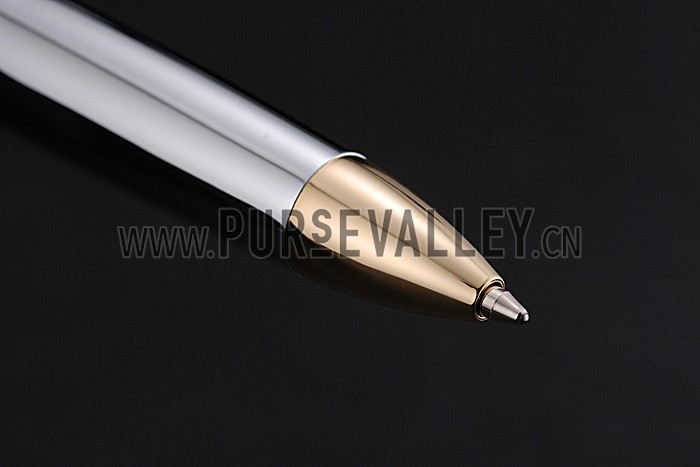 Gucci Gold Rimmed Silver Ballpoint Pen 622785