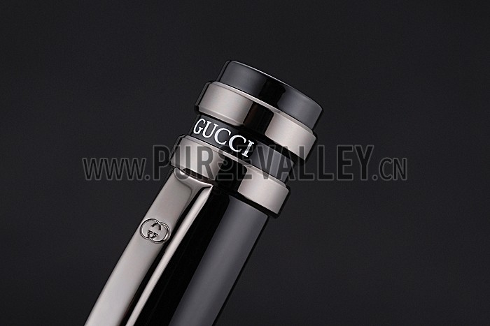 Gucci Dark Grey Rimmed Black Ballpoint Pen 622787